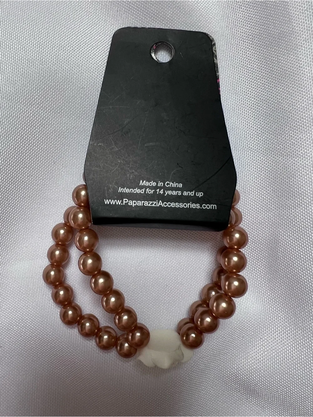 paparazzi Bronze Pearl Double-Strand Bracelet with Cream Rose